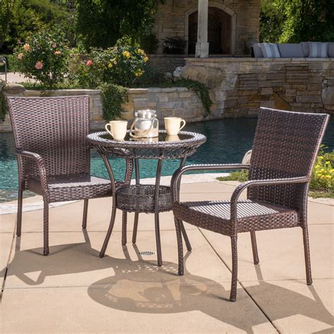 Besides, supported by a heavy-duty powder coated steel frame with anti-slip foot pads, this conversation set is very stable and robust. . Walmart bistro set